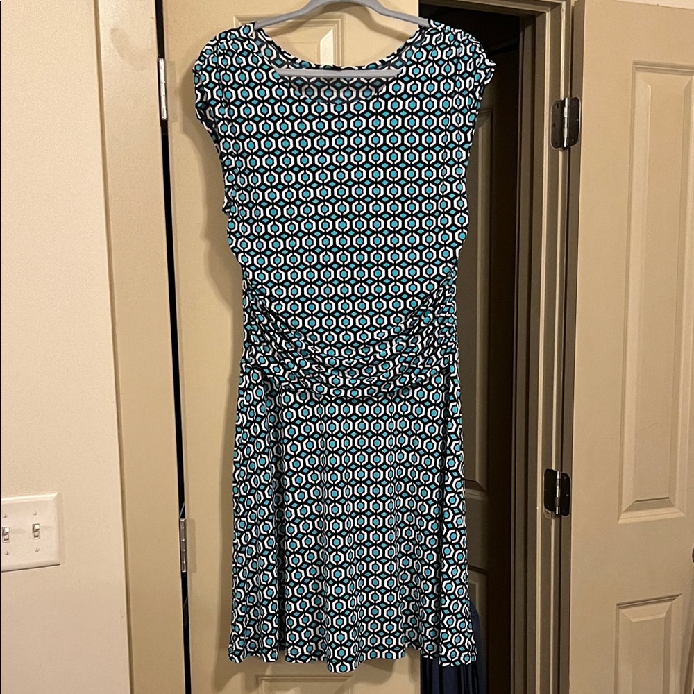 Stylish Geometric Print Dress - Blue and Black